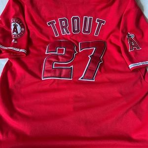 Mike Trout button up red jersey.